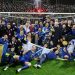 Bosnia players celebrating World Cup qualification after beating Italy in Zenica